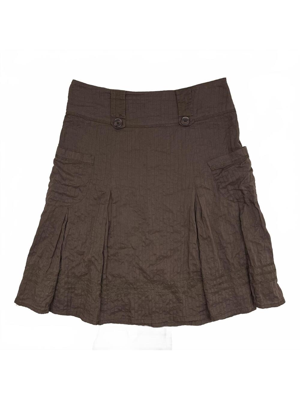 Y2K Reitmans Sz 5 Brown Cargo Midi Skirt Buttons Details Utility Cotton Skirt